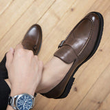 Classic Design Men PU Leather Shoes Monk Strap Wear Resistant Breathable Lining Formal Footwear for Men Office