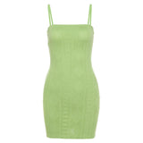 Women Knitted Cami Dress Spaghetti Strap Bodycon Sleeveless Casual Mini Dress