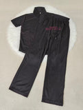 Summer Men 2 Piece Suits Short Sleeve Tops + Long Pants Solid Color Elastic Waist Trousers Tracksuit