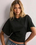 2026 Summer Hot Sale Women Solid Color Ruched Crew Neck Short Sleeve T Shirts, Waist Cinching Slim Fit Casual Tees