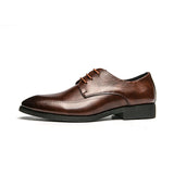 Pointed Toe Formal PU Leather Lace up Fashion Classic Quality Brogue Pattern Dress Shoes Oxfords for Men