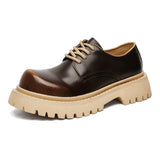 Height Increasing Thick Sole Shoes for Men Big Toe Latest Design Fashion Lace up Tank Dress Shoes