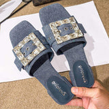 Sparkling Rhinestone Buckle Sandals for Women & Girls - Summery Candy Colors, Casual Outdoor Flats