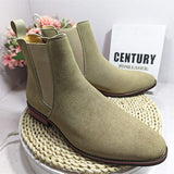Pointed Toe Faux Suede Leather Ankle Boots for Men Sand Black Color Breathable Fashion Classic Dress Shoes Boots