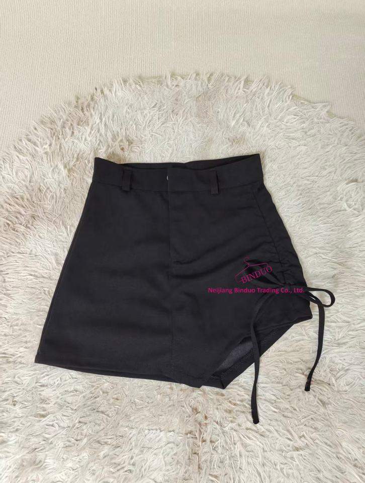 Irregular Drawstring Black Skirt Women's Summer Hot Girl High Waist A-Line Skirt Elegant Slim-fit Hip Skirt