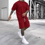2026 Hot Selling Summer Fashion Casual Workwear Shorts Sports Men's T-shirt Shorts Set