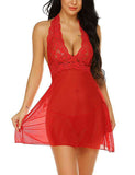 New Women's Euro-American Sexy Sheer Halter Mesh Erotic Nightwear