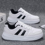 All Black White Sports Shoes Microfiber Leather Upper and Breathable Lining Sneakers