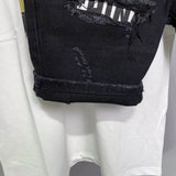 New Men's 2026 Hole Tape Korean Style Slim-fit Denim 5-point Medium Trousers Trendy Shorts Small Foot Hong Kong Style Pants