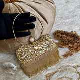 Modern Pearl Fringe Clutch