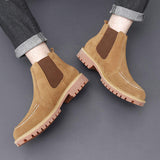 Genuine Leather Material Formal Dress Shoes All Seasons Winter Flat Ankle Boots for Men
