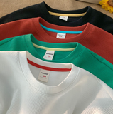 Men Loose Short Sleeve T Shirt Pixel Patch Label Crew Neck Basic Casual Streetwear Tops