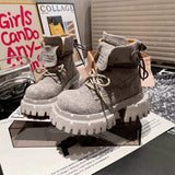 Fashion Women Suede Candy Color Height Increasing Boots Platform Ankle Shoes Ladies Casual Workwear Shorts Boots