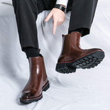 Good Quality Chelsea Boots Pointed Toe Durable Men Dress Shoes Black Brown Classic PU Leather Boots for Men