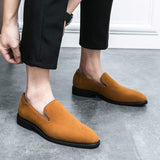 Pointed Toe Yellow Black Dress Shoes Comfortable Faux Suede Leather Red Bottom Wedding Loafer Shoes
