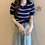 Fashionable Short-sleeved Blouse Best Sale Tops for Women Knitted Short Sleeve T-shirt
