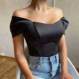 Summer New Arrival Cross-Border Boned Bustier Crop Top for Women Off-shoulder Top