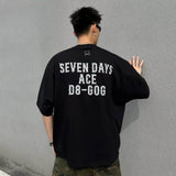 Men's American Casual Versatile T-Shirt with Letter Print, Summer Loose Trendy Short Sleeve Top