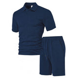 Premium Quality Popular Casual Men's Summer New Jacquard Suit Men's Leisure Thin POLO Shirt and Short Suit