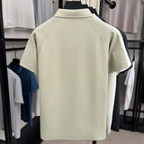 Men Half Zip Short Sleeve Polo Shirt Raglan Sleeve Casual Lapel Fashion Tops