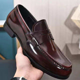Hand-Finished Genuine Leather Slip-On Driving Shoes - Lightweight & Durable for Business Casual