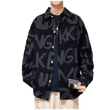 Men's Corduroy Long Sleeve Shirt Trendy High Street Loose All Over Print Blouse Hong Kong Style Couple Casual Shirt