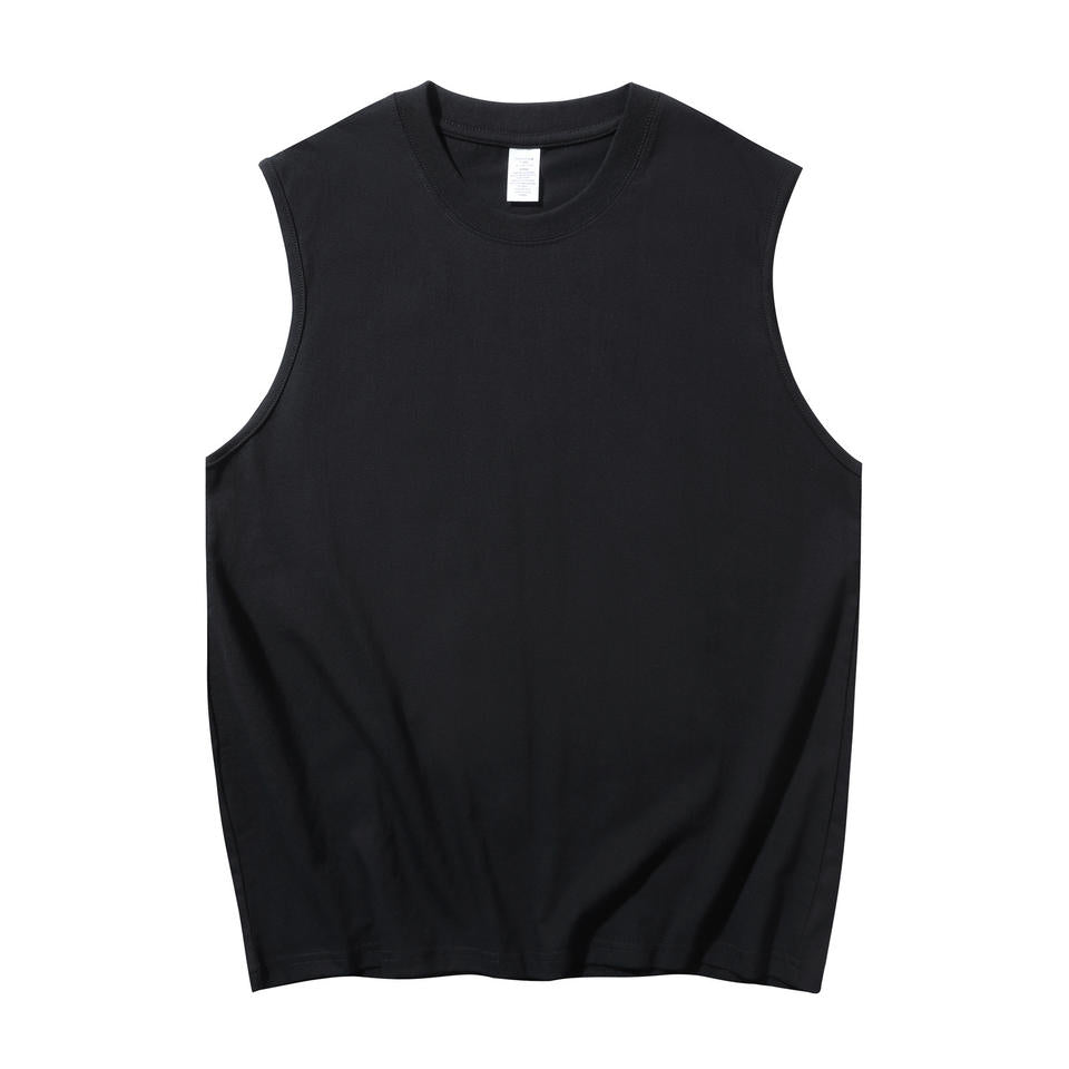 Men Solid Cotton Crew Neck Sleeveless T Shirt Loose Fit Wide Shoulder Cut Off Tank Top Casual Gym Workout Vest