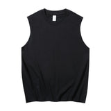 Men Solid Cotton Crew Neck Sleeveless T Shirt Loose Fit Wide Shoulder Cut Off Tank Top Casual Gym Workout Vest