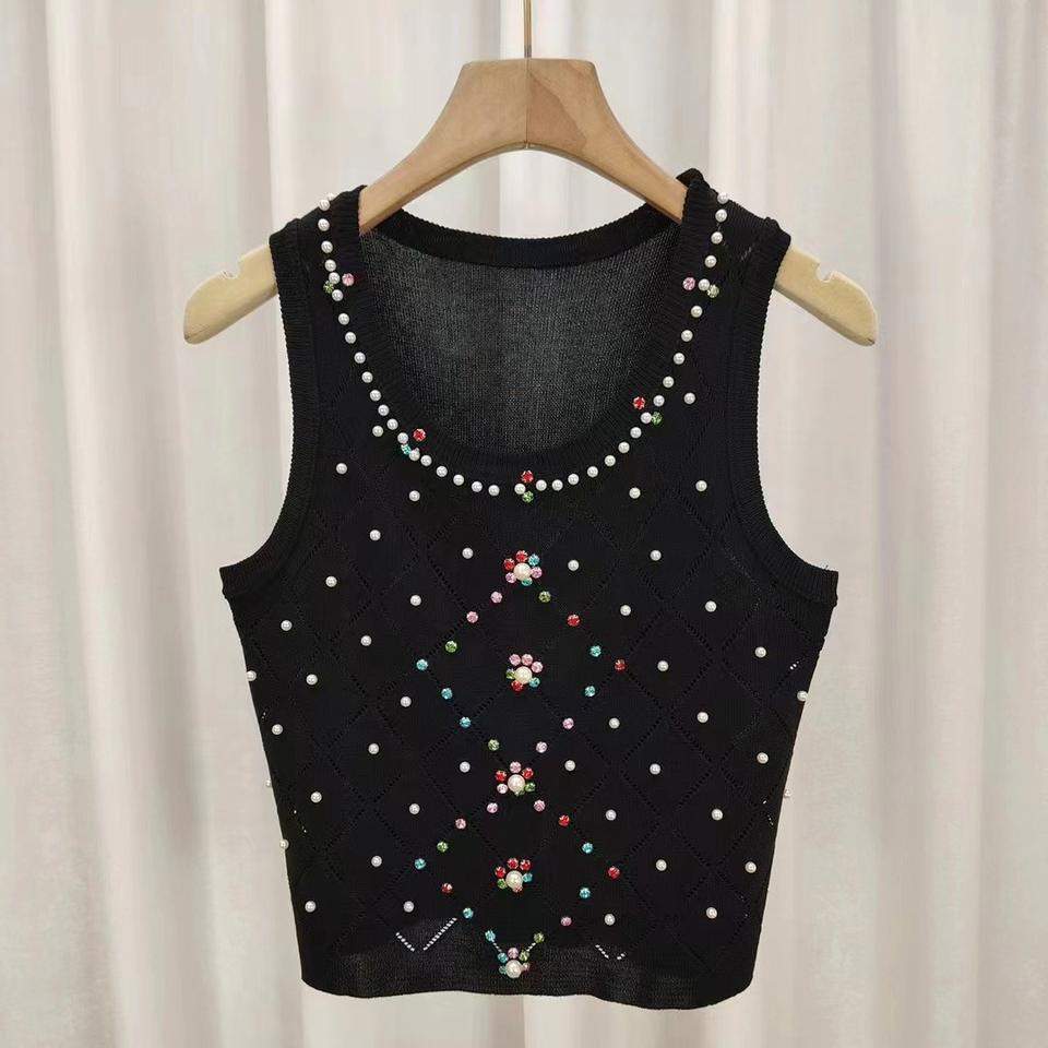 Ice Silk Cropped Top Slim-fit Sleeveless Tops Colorful Women's Tanks Camis