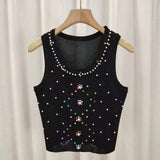 Ice Silk Cropped Top Slim-fit Sleeveless Tops Colorful Women's Tanks Camis