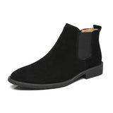 Real Leather High Ankle Chelsea Boots Wedding Party Formal Dress Shoes Durable Suede Leather Slip on