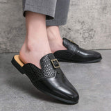 Summer Breathable Cool Fashion Slippers Pu Leather Dress Loafers Comfortable Men Casual Half Shoes