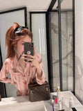 Pink Little Bear Pajama Set Ice Silk Silk Face Women's Summer Embroidered Top Pants Home Clothes