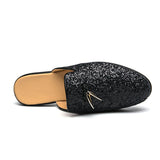 Glitters Shining Material Tassel Loafers Half Shoes Classic Design Mules Slippers for Men