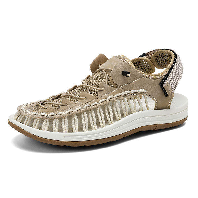 Open Woven Sport Sandal Sneaker with Quick Dry Mesh Cord Lacing+Hook Loop Cushioned Sole for All Day Comfort Stable Traction