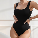 Women's Seamless Stretch Bodysuit – Scoop Neck, Sleeveless, Everyday Essential