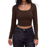 Stretchy Bodycon Ribbed T-Shirt - Everyday Casual & Layering Top