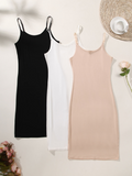 Sleek Nude Sleeveless Ribbed Knit Camisole Dress