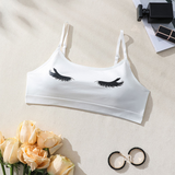 Sleeping Eyelashes Graphic Bralette