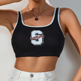 Collegiate Letter Ribbed Crop Bra Top