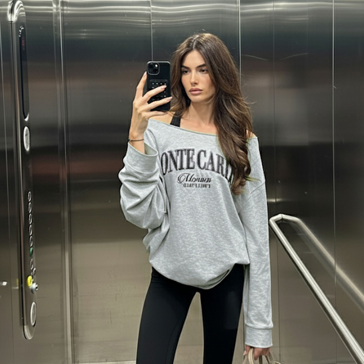 Oversized Loose Women's Pullove , Off-Shoulder Character Print Knit Sweater , Long Casual Sports Top (All Seasons) , OEM Anti-UV