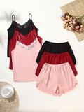 Ribbed Cami & Lace Shorts Sleepwear Set