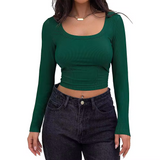 Stretchy Bodycon Ribbed T-Shirt - Everyday Casual & Layering Top