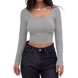 Stretchy Bodycon Ribbed T-Shirt - Everyday Casual & Layering Top
