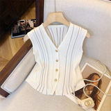 Chic Ribbed Knit Button Tank Top