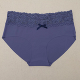 High-Waist Smooth Brief Underwear with Wide Floral Lace Trim