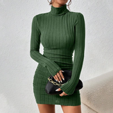 Classic Solid V-Neck Tie-Waist Midi Dress