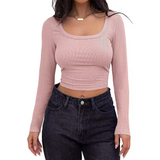 Stretchy Bodycon Ribbed T-Shirt - Everyday Casual & Layering Top