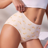 Everyday Cotton Thong Set - Mid-Rise Seamless Animal Print Ice Silk Hipster Underwear