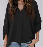 Chiffon V-Neck Tunic Blouse